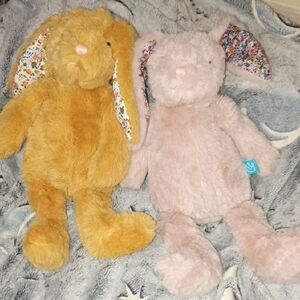 Cuddly Plush Bunny Pair - Brown and Cream